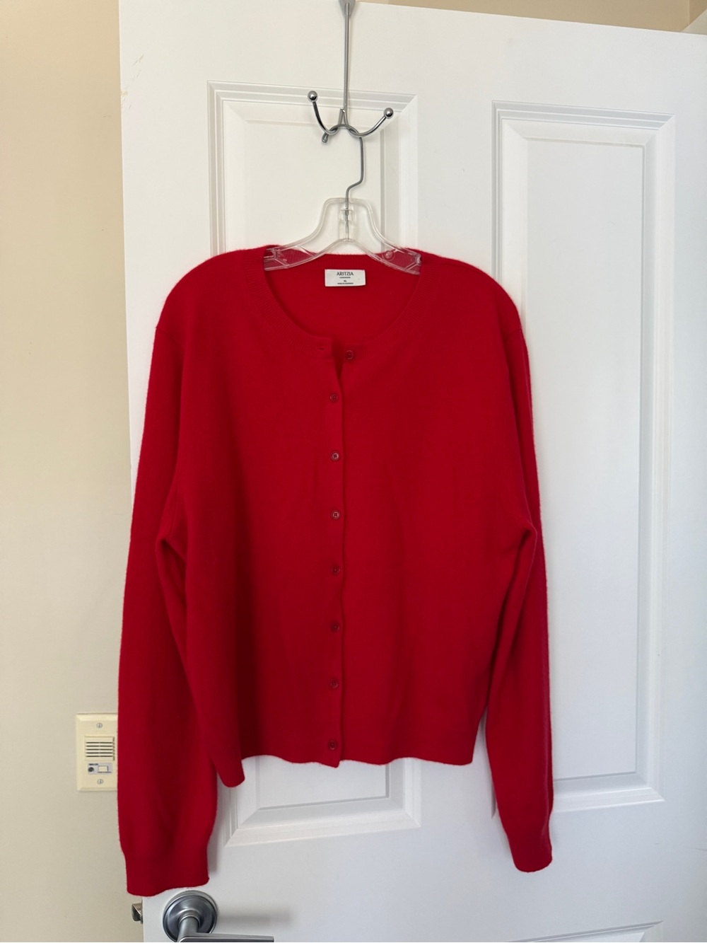 Aritzia Exemplar Crew Neck Cardigan - Red Button-Up Cashmere Sweater XL